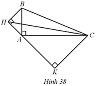 Hình 38 cho biết tam giác ABC vuông ở A, AB = 5 cm, AC = 12 cm. Tam giác HAB