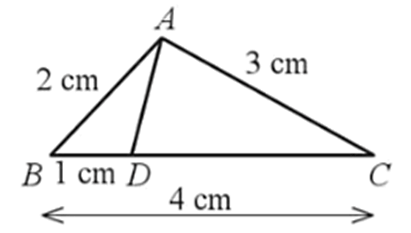 Cho tam giác ABC có AB = 2 cm, AC = 3 cm, BC = 4 cm