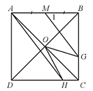 Cho hình vuông ABCD, gọi O là giao điểm của hai đường chéo, lấy G trên cạnh BC