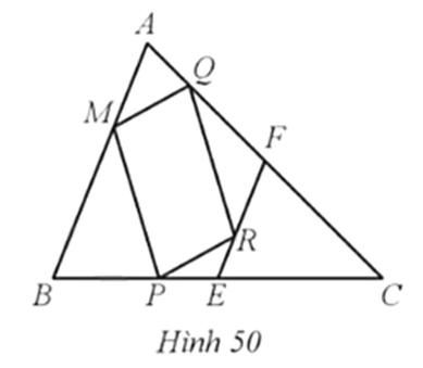 Cho tam giác ABC có E, F lần lượt là trung điểm của BC, AC. Các điểm M, P, R, Q