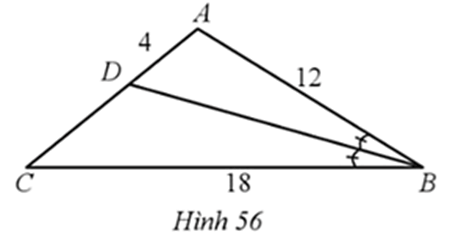 Cho tam giác ABC có BD là đường phân giác của góc ABC (Hình 56). Độ dài DC là