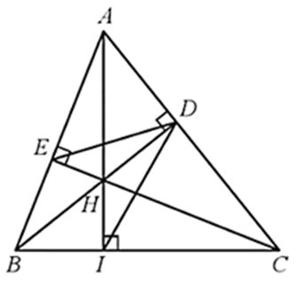 Cho tam giác ABC có ba góc nhọn, các đường cao BD và CE cắt nhau tại H