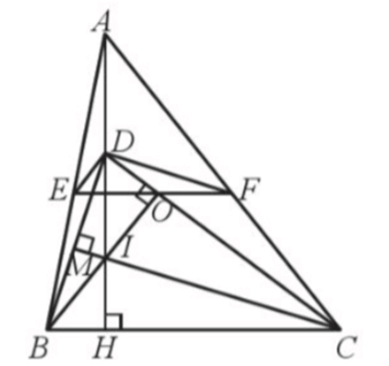 Cho tam giác ABC có ba góc nhọn, đường cao AH. Trên AH, AB, AC lần lượt lấy