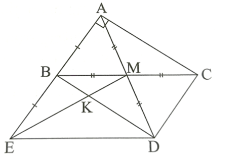 Cho tam giác ABC vuông tại A (AB < AC). Gọi M là trung điểm của BC