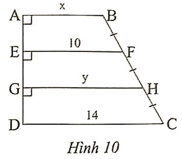 Cho Hình 10, tính độ dài x, y