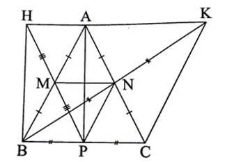 Cho tam giác ABC cân tại A có BC = 6 cm. Gọi M, N, P lần lượt là trung điểm của AB, AC, BC