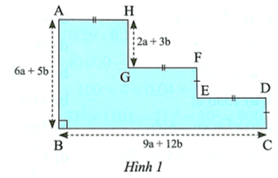 Ở hình bên, độ dài các cạnh AB, BC và GH đã được cho theo a và b