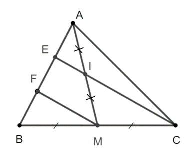 Cho tam giác nhọn ABC, kẻ trung tuyển AM (M ∈ BC). Gọi I là trung điểm của AM