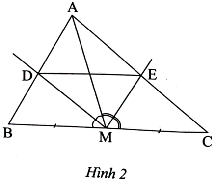 Cho Hình 2, biết AM là đường trung tuyến của tam giác ABC, MD là tia phân giác