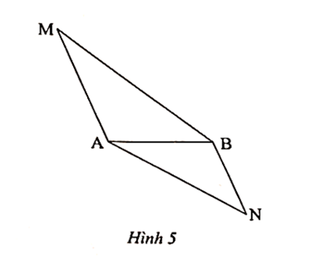 Cho tam giác MAB và ABN như Hình 5. Biết MA = 10 cm, MB = 15 cm, AB = 8 cm