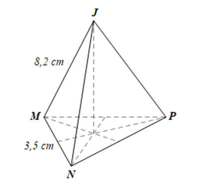 Cho hình chóp tam giác đều J.MNP có JM = 8,2 cm, MN = 3,5 cm