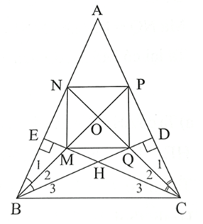Cho tam giác ABC cân tại A (góc A < 90°), các đường cao BD và CE cắt nhau tại H