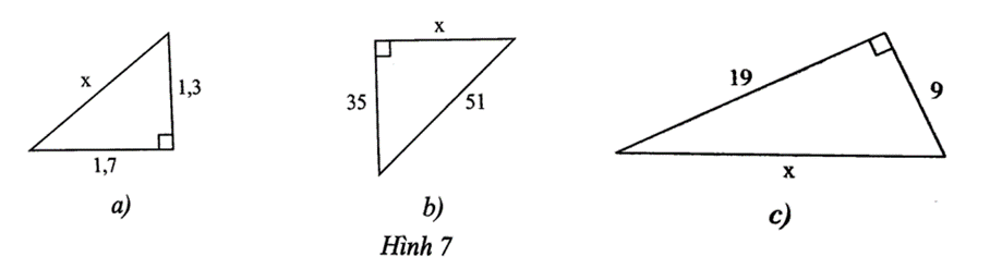 Tính độ dài các cạnh chưa biết của tam giác vuông sau