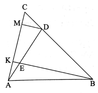 Cho tam giác ABC và điểm D trên cạnh BC sao cho BD/BC = 3/4, điểm E trên đoạn AD