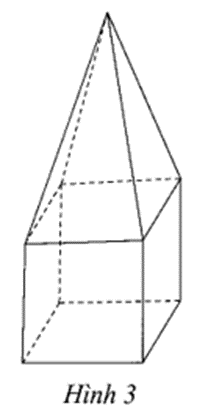Một khối gỗ gồm một hình chóp tứ giác đều và một hình lập phương có chung đáy