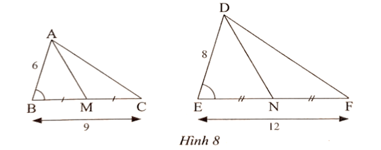 Quan sát Hình 8. a) Chứng minh rằng tam giác ABC đồng dạng am giác DEF