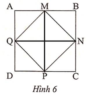 Cho hình vuông ABCD có M, N, P, Q lần lượt là trung điểm của AB, BC, CD, DA (Hình 6)