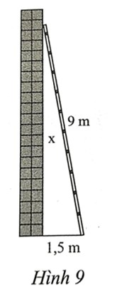 Tính khoảng cách x từ đầu thang đến chân tường (Hình 9)