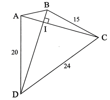 Cho tứ giác ABCD có hai đường chéo vuông góc với nhau tại I