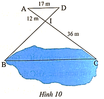 Người ta ứng dụng hai tam giác đồng dạng để đo khoảng cách BC ở hai điểm