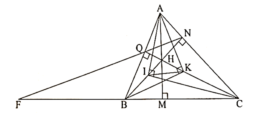 Cho tam giác nhọn ABC có ba đường cao AM, BN, CQ cắt nhau tại H
