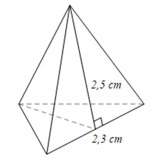 Tính diện tích xung quanh của hình chóp tam giác đều có cạnh đáy 2,3 cm
