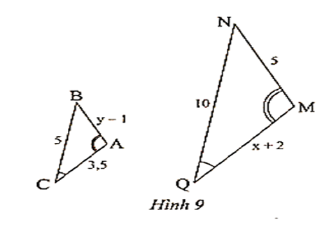 Quan sát Hình 9. a) Chứng minh rằng tam giác ABC đồng dạng tam giác MNQ
