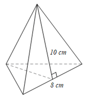 Cho hình chóp tam giác đều có cạnh đáy bằng 8 cm và chiều cao của mặt bên