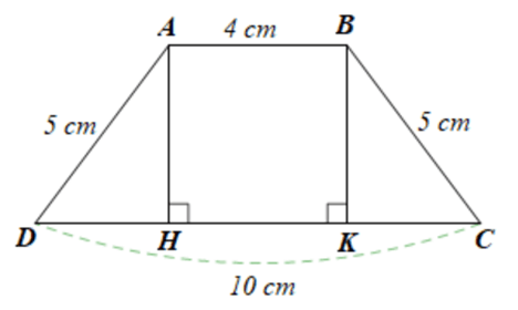 Cho hình thang cân có độ dài hai đáy lần lượt là 10 cm và 4 cm
