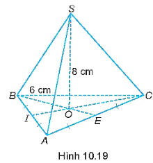 Cho hình chóp tam giác đều S.ABC có cạnh đáy bằng 6 cm, chiều cao 8 cm