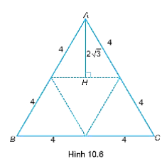 Từ một miếng bìa hình tam giác đều có cạnh 8 cm gấp theo các nét đứt