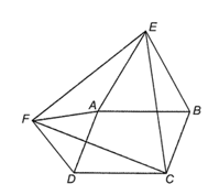 Cho hình bình hành ABCD với góc A tù. Dựng bên ngoài hình bình hành đó các tam giác đều ABE và DAF
