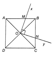 Cho hình vuông ABCD với tâm O và có cạnh bằng 2 cm. Hai tia Ox, Oy tạo thành góc vuông