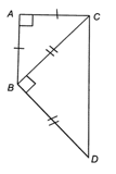 Cho tam giác ABC vuông cân tại đỉnh A. Ghép thêm vào phía ngoài tam giác đó tam giác BCD vuông cân tại đỉnh B