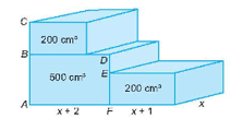 Cho hai hình hộp chữ nhật bằng nhau cùng có thể tích 200 cm^3