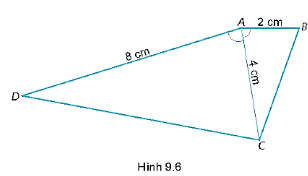 Cho tam giác ABC với AB = 6 cm, AC = 9 cm. Lấy điểm D trên cạnh AC sao cho AD = 4 cm