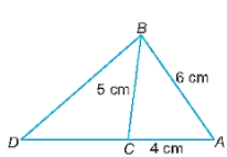 Cho tam giác ABC với AB = 6 cm, AC = 4 cm, BC = 5 cm. Trên tia đối của tia CA lấy điểm D