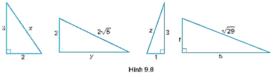 Tính các độ dài x, y, z, t trong Hình 9.8