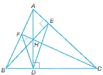 Cho tam giác nhọn ABC có các đường cao AD, BE, CF cắt nhau ở H