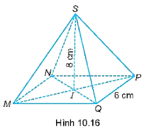 Thể tích của hình chóp tứ giác đều S.MNPQ trong Hình 10.16 là