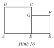 Cho hai hình vuông ABCD và BEFG (Hình 16). Phép quay thuận chiều 90 độ tâm B biến các điểm A, B, G