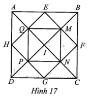 Cho hình vuông ABCD, I là giao điểm của hai đường chéo AC, BD. E, F, G, H lần lượt là trung điểm