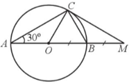 Cho đường tròn (O; R) có đường kính AB, Vẽ dây AC sao cho góc CAB = 30 độ