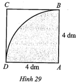 Từ một miếng tôn có dạng hình vuông ABCD cạnh 4 dm, người ta cắt ra một phần tư