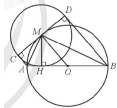 Cho đường tròn tâm O đường kính AB và điểm M di chuyển trên đường tròn