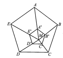 Cho ngũ giác đều ABCDE và một điểm M nằm trong ngũ giác. Gọi A’, B’, C’, D’, E’ lần lượt là các điểm