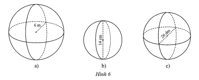 Tính diện tích mặt cầu và thể tích của hình cầu sau trang 106 sách bài tập Toán 9 Tập 2