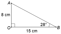 Cho tam giác OAB vuông tại O có OA = 8 cm, OB = 15 cm