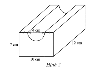 Một khối hộp chữ nhật đặc với kích thước ba cạnh là 12 cm, 10 cm, 7 cm