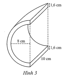 Một vật thể rắn hình chữ C dạng nửa hình trụ có bán kính bên trong là 8 cm